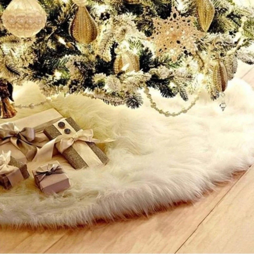 West Elm Christmas Tree Skirt in White Faux Fur